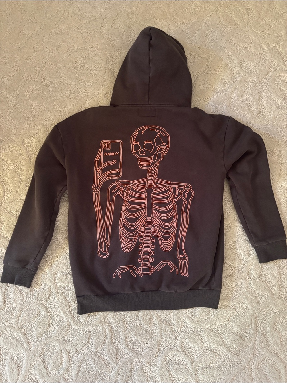Women's Black Hoodie with Pink Skeleton Back Graphic
